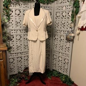 MOSIAC DESIGNS CLASSIC IVORY SLEEVELESS DRESS & SHORT SLEEVE JACKET